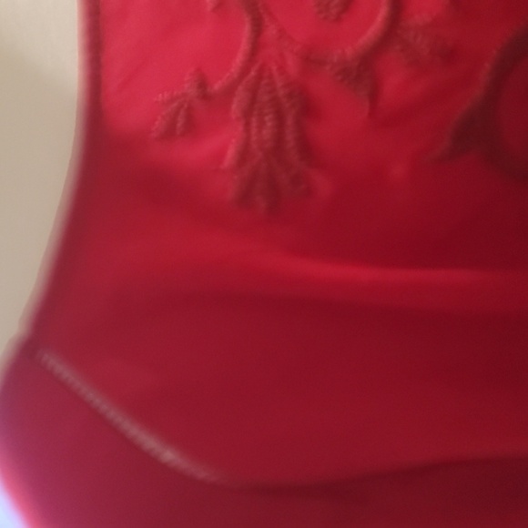 Torrid jester red embroidered georgette peplum long sleeve blouse 28 - Picture 9 of 12